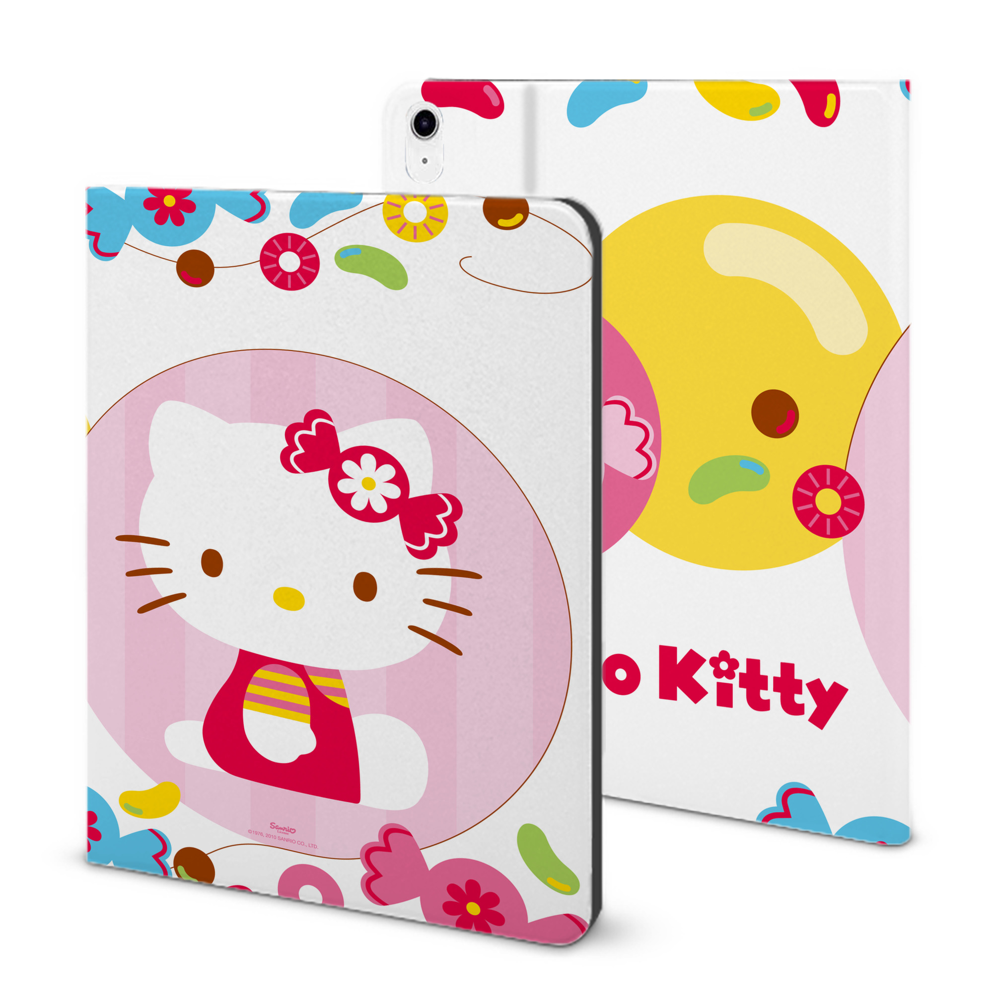 （画像用） Hello Kitty ハローキティ IPad ケース ブック型 PUレザー TPU 耐衝撃 軽量 薄型 ペン収納なし 全面保護 IPad 各モデル対応